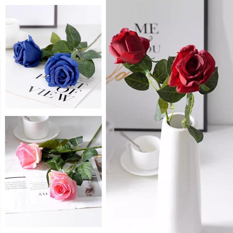 HLTOO 50PCS Floral Wire Stem with Leaves and 50PCS Artificial Flower Calyxes Set, for Floral Rose Arrangement, DIY Craft Bouquet Making, and Florist Supplies - Image 5